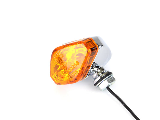 Mini Diamond Turn Signal with Amber Lense - Chrome. - Rollies Speed Shop