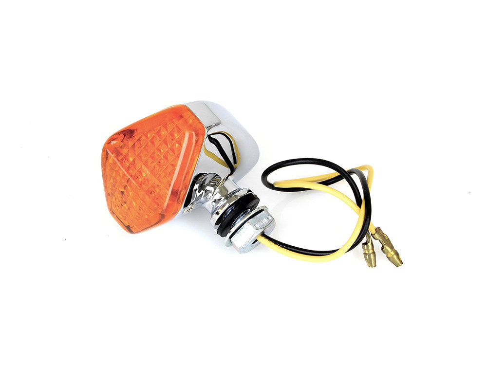 Mini Diamond LED Turn Signal with Amber Lense - Chrome. - Rollies Speed Shop