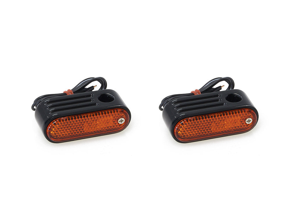 Doss Marker Turn Signal with Amber Lens & 5/16in. Mounting Hole - Gloss Black. - Rollies Speed Shop
