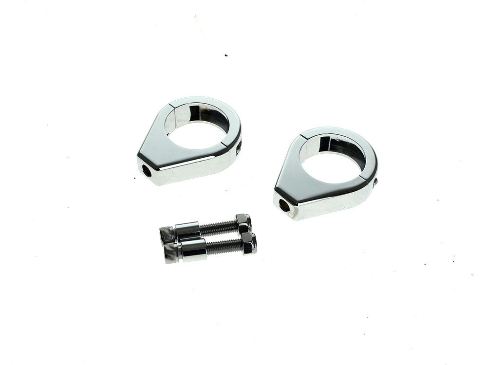 39mm Forks Turn Signal Clamps - Chrome. Fits Dyna 1991-2005, FXR 1987-1994 & Most Sportster 1987-2021 - Rollies Speed Shop