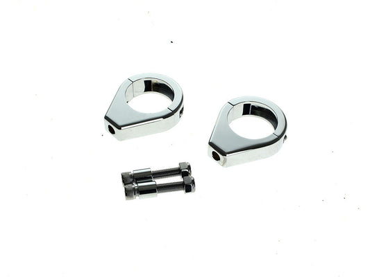 39mm Forks Turn Signal Clamps - Chrome. Fits Dyna 1991-2005, FXR 1987-1994 & Most Sportster 1987-2021 - Rollies Speed Shop