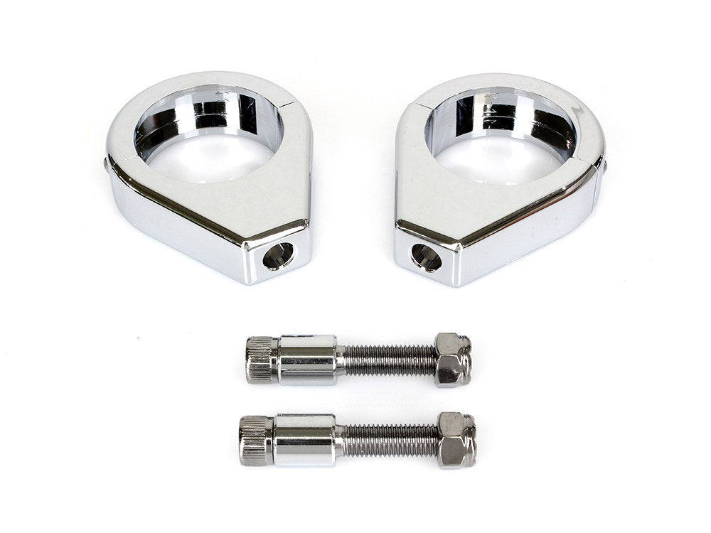 41mm Forks Turn Signal Clamps - Chrome. - Rollies Speed Shop