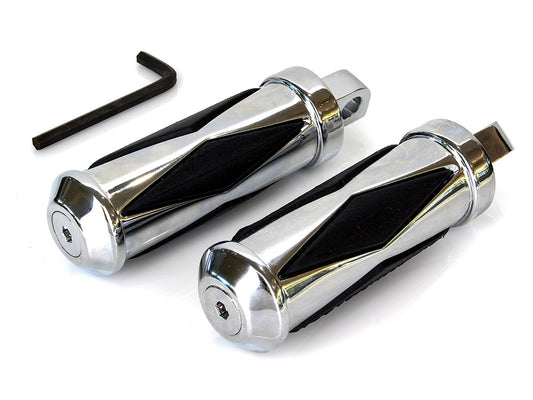 Small Diamond Style Footpegs with Male Mount - Chrome. - Rollies Speed Shop