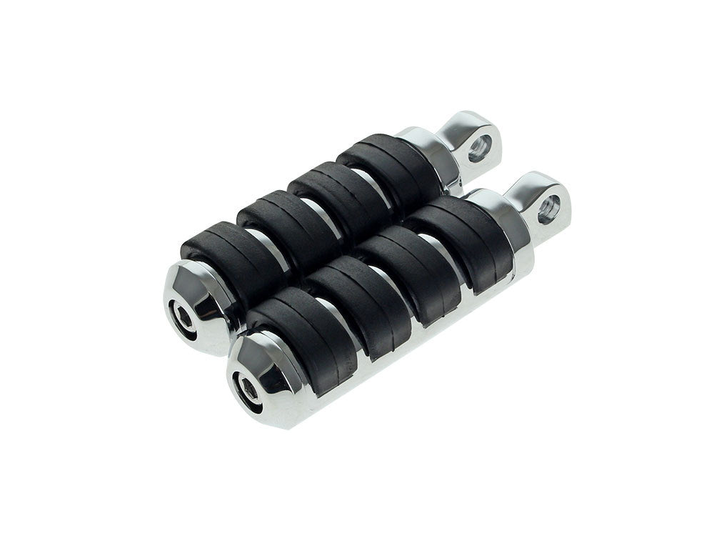 Comfort Iso Style Small Footpegs with Male Mounts - Chrome - Rollies Speed Shop