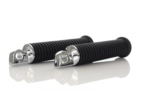 Extended Footpegs with Black Rubber & Male Mount. - Rollies Speed Shop