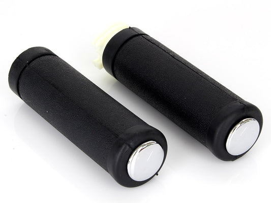 OEM Style Handgrips wth Black Rubber - Chrome End Plug. Fits H-D Models with Throttle Cable. - Rollies Speed Shop
