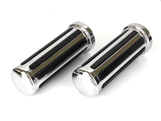 Rail Style Handgrips - Chrome. Fits H-D with Throttle Cable. - Rollies Speed Shop