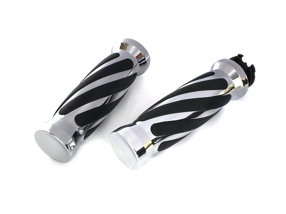 Twist Style Handgrips - Chrome. Fits H-D with Throttle Cable. - Rollies Speed Shop