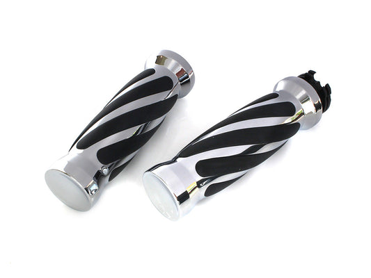 Twist Style Handgrips - Chrome. Fits H-D with Throttle Cable. - Rollies Speed Shop