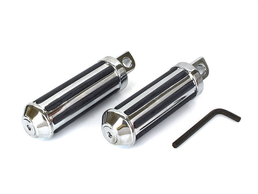 Small Rail Style Footpegs with Male Mount - Chrome. - Rollies Speed Shop