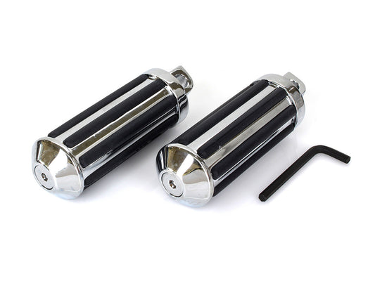 Large Rail Style Footpegs with Male Mount - Chrome. - Rollies Speed Shop