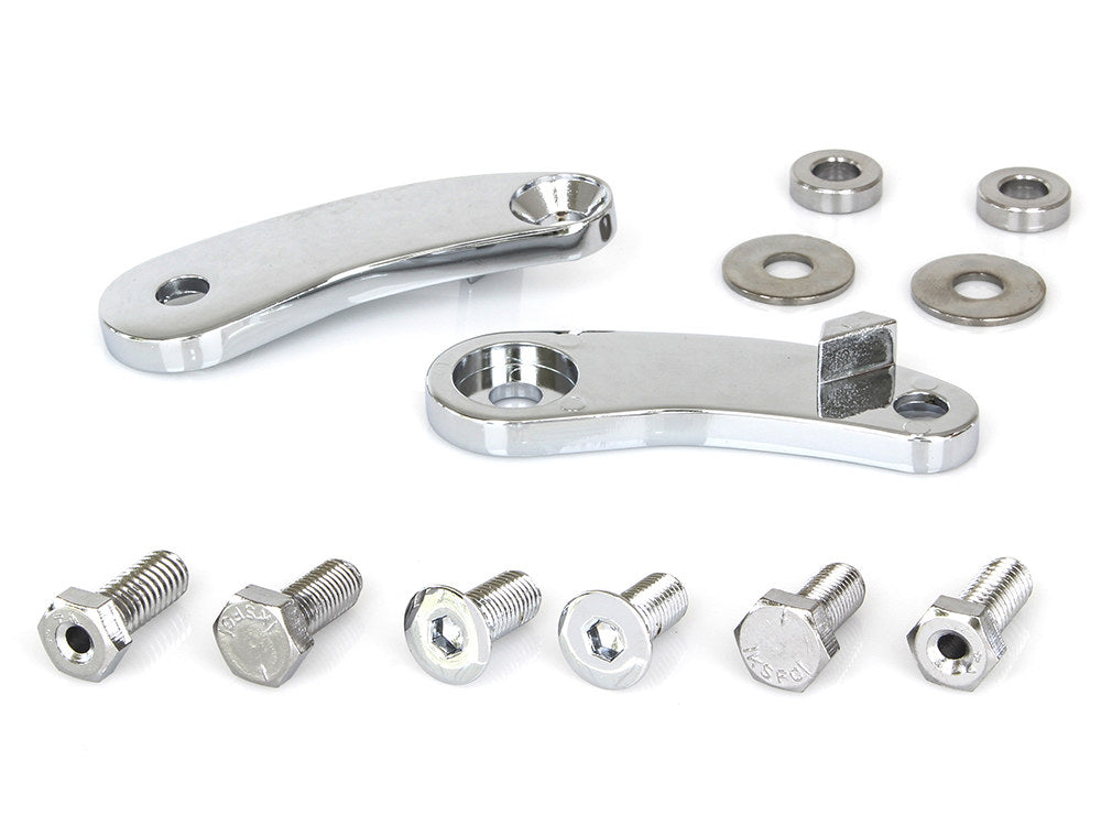 Front Turn Signal Relocation Brackets - Chrome. Fits Springer Softail. - Rollies Speed Shop