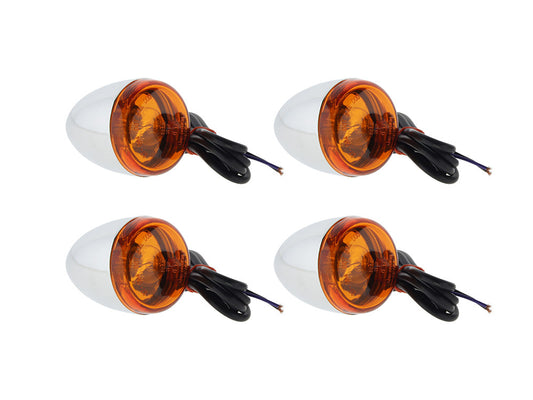 Bullet Turn Signal Kit with Amber Lens - Chrome. Fits Softail 2000-2017, Dyna 1991-2017 & Sportster 1990-2003. - Rollies Speed Shop