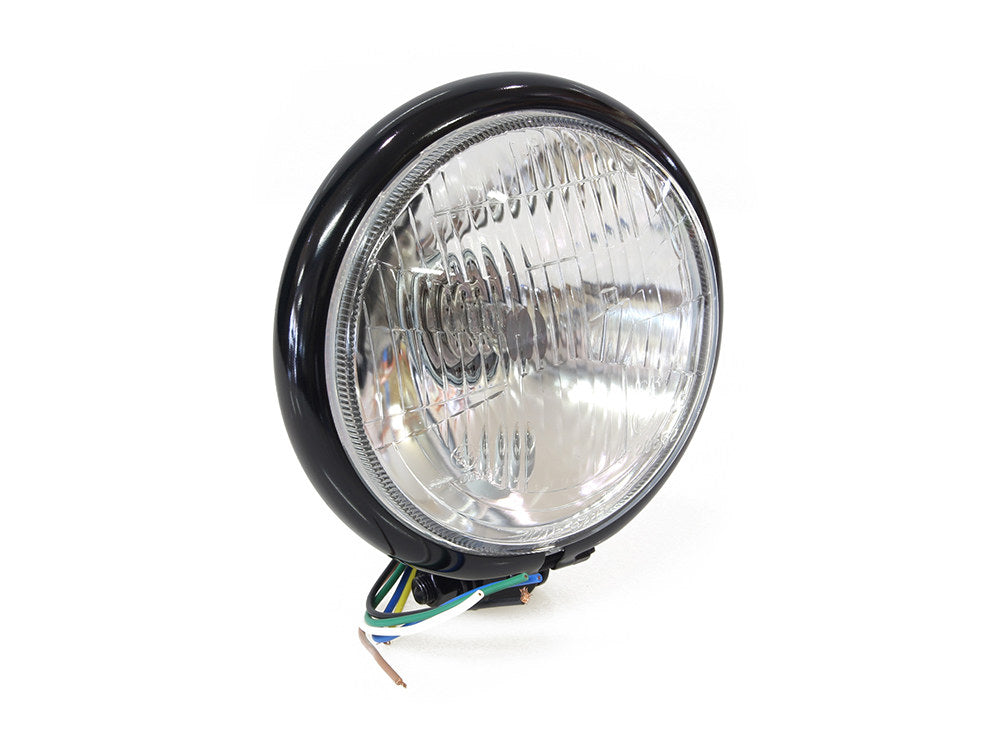 5-3/4in. Batz Style Headlight with Bottom Mount - Black. - Rollies Speed Shop