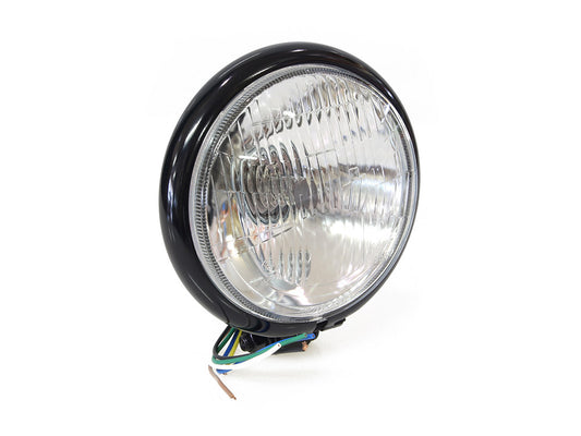 5-3/4in. Batz Style Headlight with Bottom Mount - Black. - Rollies Speed Shop