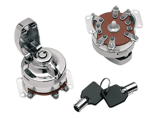 Ignition Switch - Chrome. Fits Big Twin 1936-1995. - Rollies Speed Shop