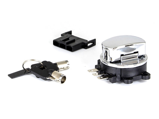 Ignition Switch - Chrome. Fits Softail 2003-2010, Road King 2003-2013 & Dyna Wide Glide 2003-2011. - Rollies Speed Shop
