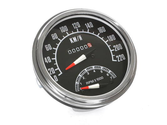 5in. KPH 1968-1984 Style Speedometer with Tachometer. Fits most Models with 5in. Fat Bob Dash. - Rollies Speed Shop