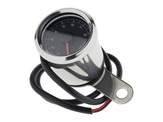 Custom Electronic Mini Tacho with Black Face. Fits Big Twin 1970-1999 & Sportster 1971-1997 - Rollies Speed Shop