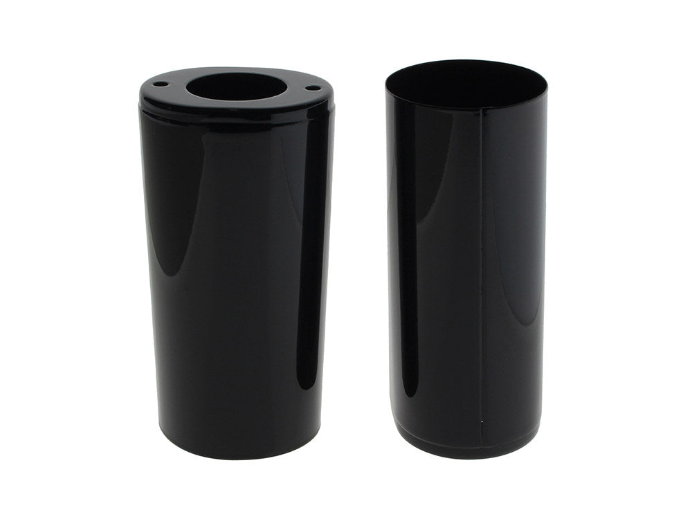 Standard Length Slider Covers - Gloss Black. Fits FL Softail 1986-2017, Touring 1980-2013 & 4Spd FL 1948-1984. - Rollies Speed Shop