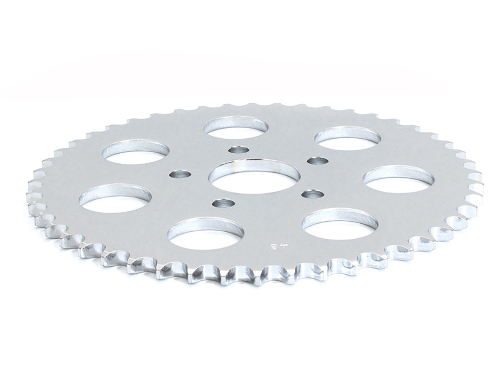 48 Tooth, Flat Steel Rear Chain Sprocket - Chrome. Fits Big Twin 1973-1999 & Sportster 1979-1999. - Rollies Speed Shop