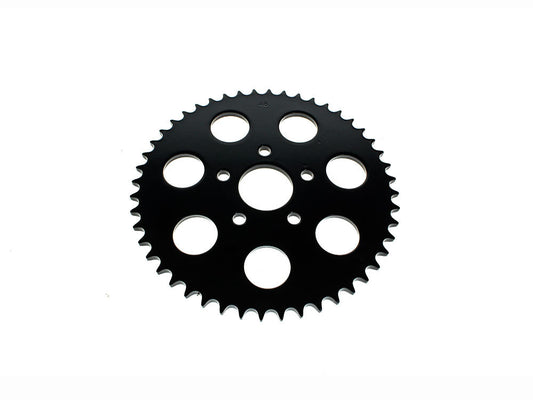 48 Tooth, Flat Steel Rear Chain Sprocket - Gloss Black. Fits Big Twin 1973-1999 & Sportster 1979-1999. - Rollies Speed Shop