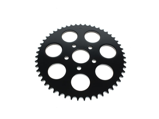 51 Tooth, Flat Steel Rear Chain Sprocket - Gloss Black. Fits Big Twin 1973-1999 & Sportster 1979-1999. - Rollies Speed Shop