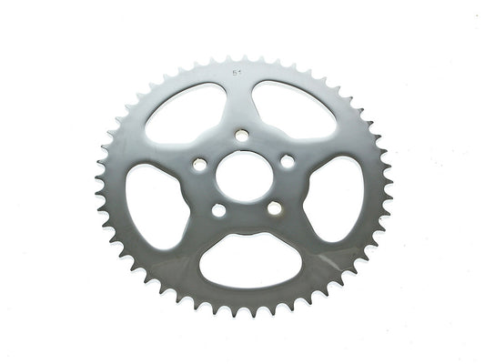 51 Tooth, Flat Steel Rear Chain Sprocket - Chrome. Fits Big Twin 1973-1999 & Sportster 1979-1999. - Rollies Speed Shop