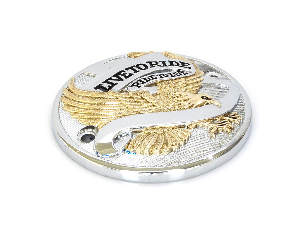 Live to Ride Points Cover - Chrome & Gold. Fits Big Twin 1970-1999. - Rollies Speed Shop
