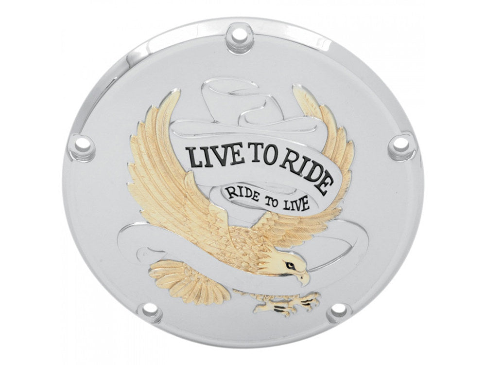 Live-to-Ride Derby Cover - Gold. Fits Softail 1999-2018, Dyna 1999-2017 & Touring 1999-2015. - Rollies Speed Shop