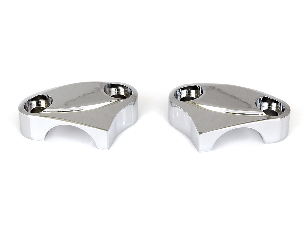 2 Piece Handle Bar Top Riser Clamps - Chrome. - Rollies Speed Shop