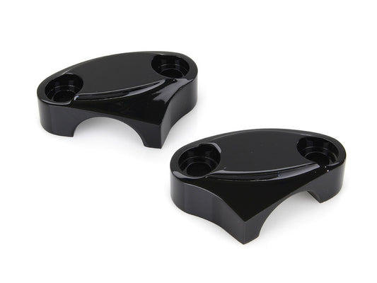 2 Piece Handle Bar Top Riser Clamps - Black. - Rollies Speed Shop