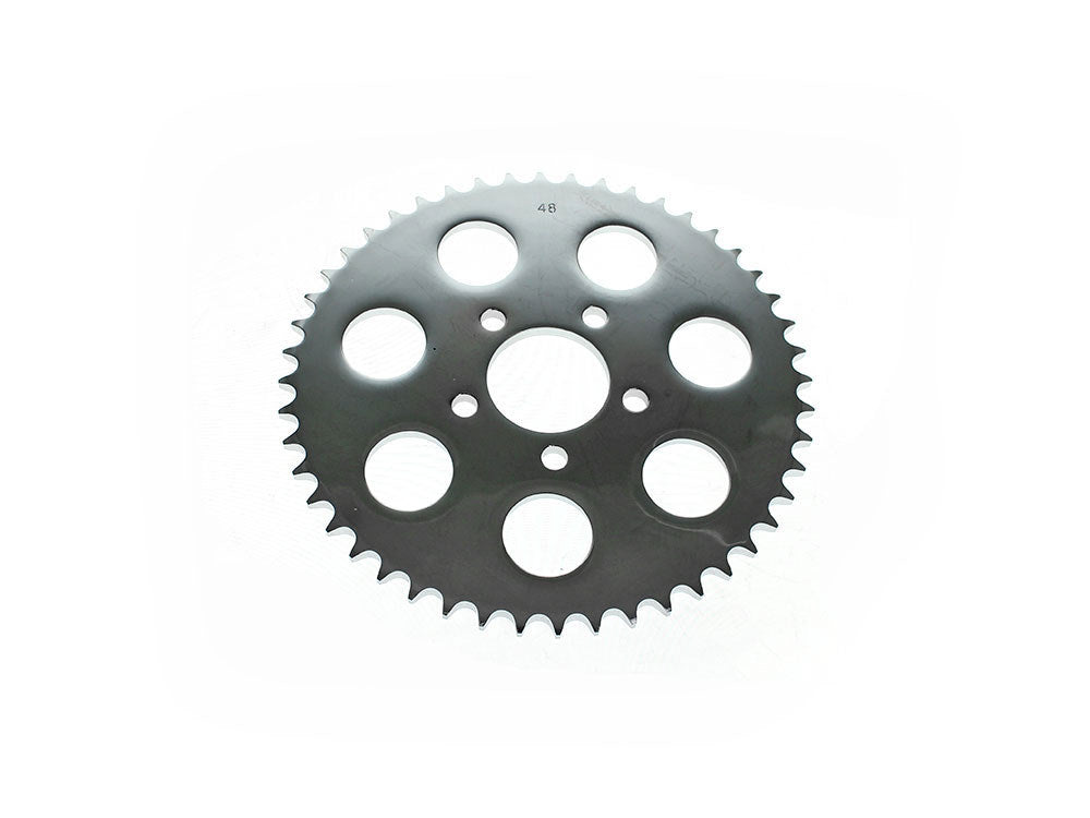 48 Tooth, Flat Steel Rear Chain Sprocket - Chrome. Fits Big Twin 2000up & Sportster 2000-2021. - Rollies Speed Shop