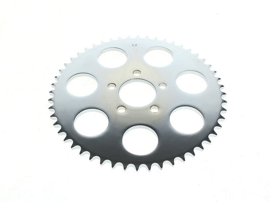 52 Tooth, Flat Steel Rear Chain Sprocket - Chrome. Fits Big Twin 2000up & Sportster 2000-2021. - Rollies Speed Shop