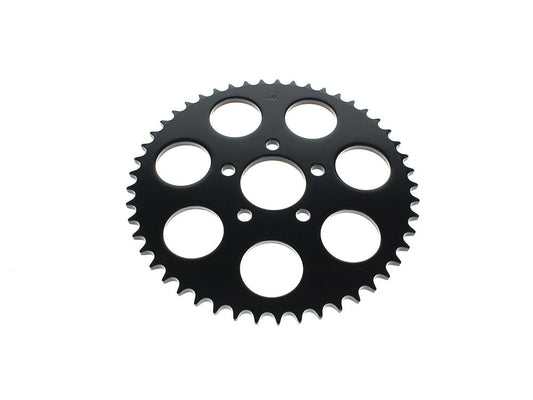 49 Tooth, Flat Steel Rear Chain Sprocket - Gloss Black. Fits Big Twin 2000up & Sportster 2000-2021. - Rollies Speed Shop