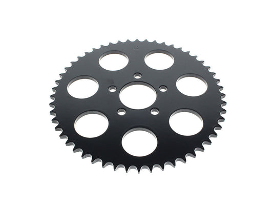 52 Tooth, Flat Steel Rear Chain Sprocket - Gloss Black. Fits Big Twin 2000up & Sportster 2000-2021. - Rollies Speed Shop
