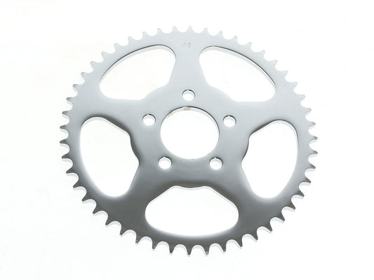 48 Tooth, Flat Steel Rear Chain Sprocket - Chrome. Fits Big Twin 2000up & Sportster 2000-2021. - Rollies Speed Shop