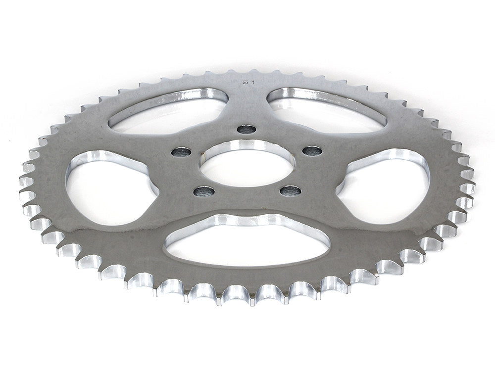 51 Tooth, Flat Steel Rear Chain Sprocket - Chrome. Fits Big Twin 2000up & Sportster 2000-2021. - Rollies Speed Shop