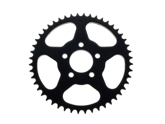 48 Tooth, Flat Steel Rear Chain Sprocket - Black. Fits Big Twin 2000up & Sportster 2000-2021. - Rollies Speed Shop