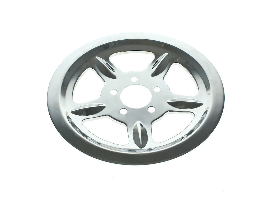 Rear Pulley Cover - Chrome. Fits Sportster 2004-2021 with 68 Tooth Pulley - Rollies Speed Shop