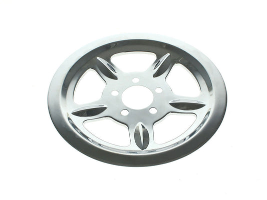 Rear Pulley Cover - Chrome. Fits Sportster 2004-2021 with 68 Tooth Pulley - Rollies Speed Shop