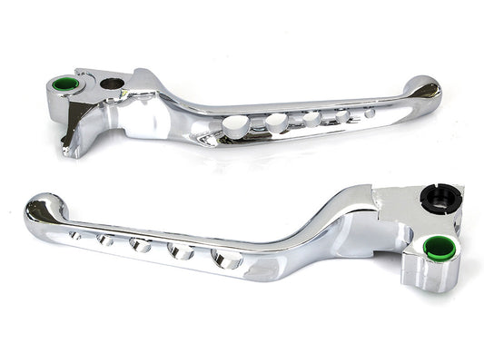 5 Hole Hand Levers - Chrome. Fits Softail 1996-2014, Dyna 1996-2017, Touring 1996-2007 & Sportster 1996-2003. - Rollies Speed Shop