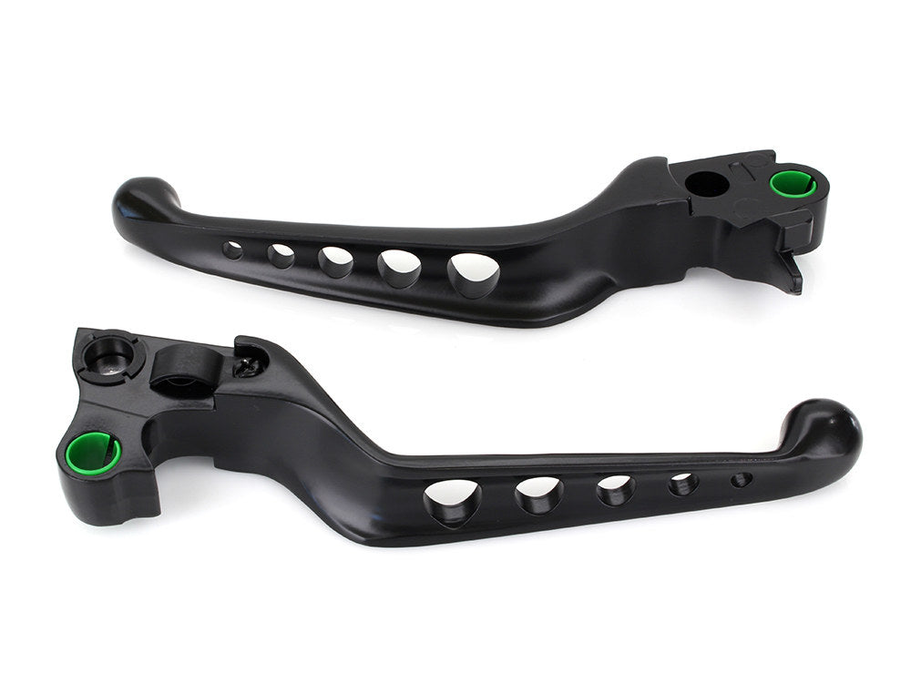 5 Hole Hand Levers - Black. Fits Softail 1996-2014, Dyna 1996-2017, Touring 1996-2007 & Sportster 1996-2003. - Rollies Speed Shop