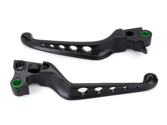5 Hole Hand Levers - Black. Fits Softail 1996-2014, Dyna 1996-2017, Touring 1996-2007 & Sportster 1996-2003. - Rollies Speed Shop