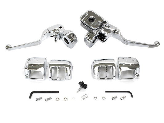 Handlebar Control Kit - Chrome. Fits Big Twin 1996-2010 & Sportster 1996-2003 with Single Disc Front Brake. - Rollies Speed Shop