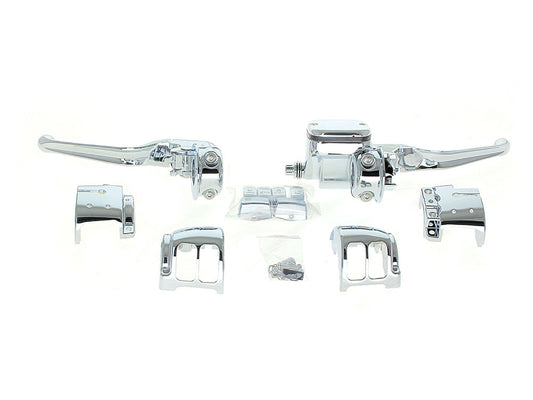 Handlebar Control Kit - Chrome. Fits Single Disc Softail 2011-2014 & Dyna 2012-2017 - Rollies Speed Shop