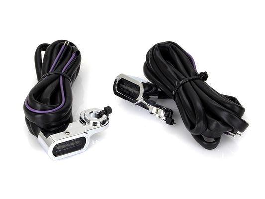 Under Perch Turn Signals - Chrome. Fits Softail S 2016-2017, V-Rod 2009-2017 & Touring 2009-2020 Models with Hydraulic Clutch. - Rollies Speed Shop