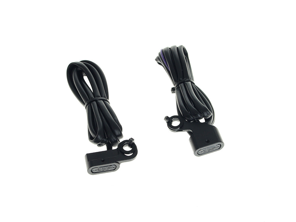 Under Perch Turn Signals - Black. Fits Softail 1984-2014, Dyna 1991-2017 & Sportster 1982-2003. - Rollies Speed Shop