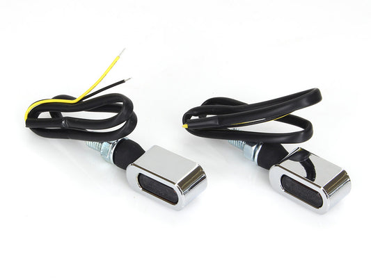 Slim Line LED Turn Signals - Chrome. Matches Front Under Perch Indicators. - Rollies Speed Shop