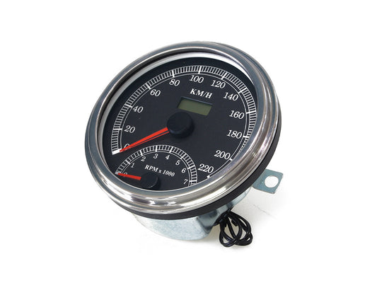 4-1/2in. Tank Mount KPH Speedometer with Tachometer - Chrome. Fits Big Twin 1936-1995 - Rollies Speed Shop